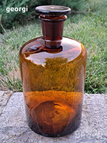 Ретро аптечен буркан 2 литра кафяво стъкло 