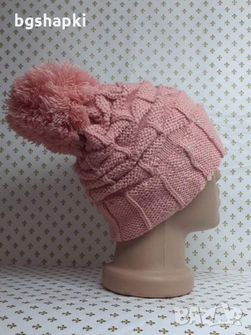Дамска плетена шапка пепел от рози -64, снимка 3 - Шапки - 35274284