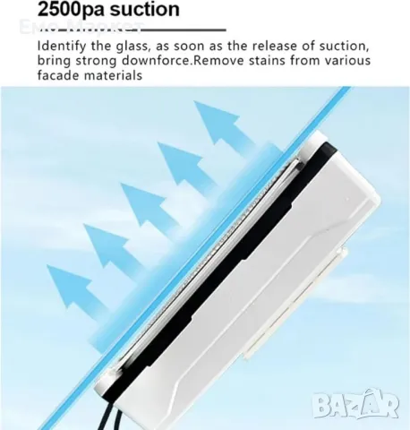 Робот за почистване на прозорци Voltz, 72W, всумак. мощност-2500Ра, Wi-Fi, 2 дюзи, контейнер 40мл, снимка 2 - Други - 50100137
