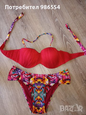 Дамски бански размер S 36 червени , снимка 2 - Бански костюми - 37214606