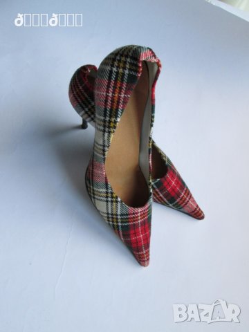Обувки на висок ток шотландско каре н.40