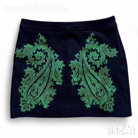 Мини пола Samsoe & Samsoe с бродерия размер M, черно/зелено
