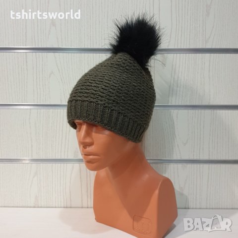 Нова зимна дамска шапка Марекс с помпон/пух , снимка 11 - Шапки - 35511802