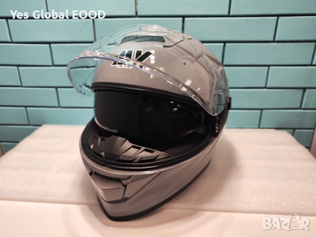 MY-936 пълнолицева каска с визьор, ECE 22.06, сива, L N7, снимка 13 - Аксесоари и консумативи - 51910943