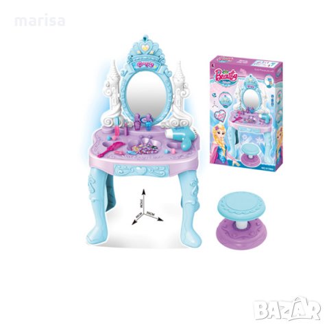 Тоалетка със столче, сешоар, бижута и аксесоари 77868, снимка 1