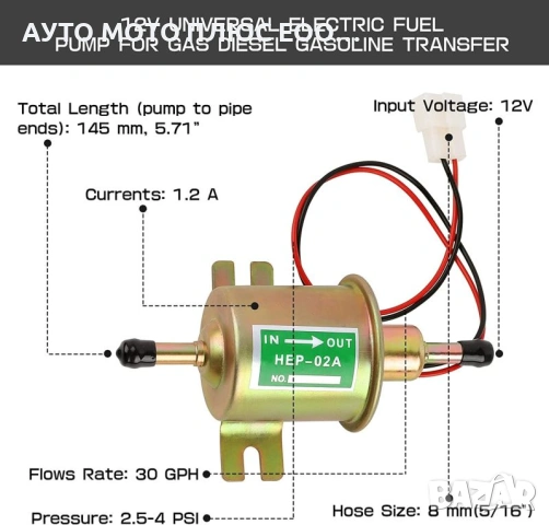 Електрическа 12v външна гориво подкачваща помпа за ниско налягане., снимка 5 - Аксесоари и консумативи - 53293403