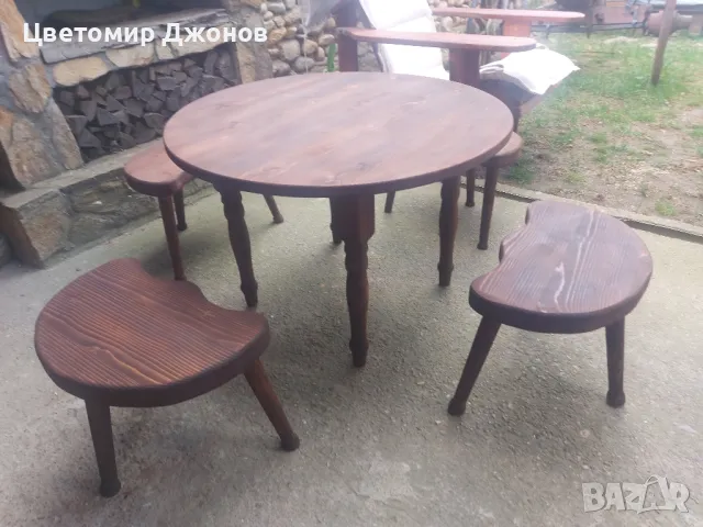 Трикраки столчета и софра(синия,паралия), снимка 7 - Градински мебели, декорация  - 49486507