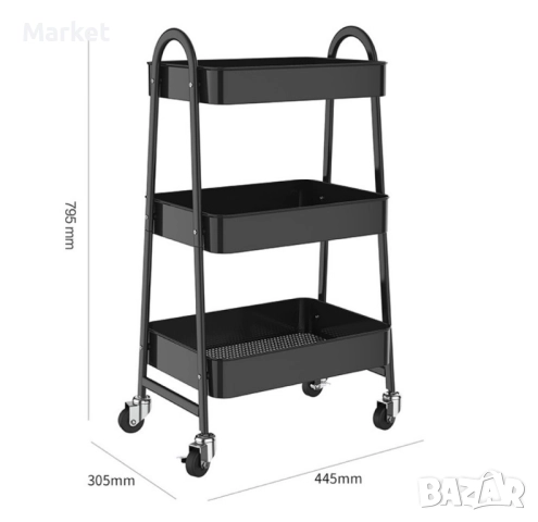 Подвижна метална етажерка на колелца., снимка 2 - Други стоки за дома - 51808045