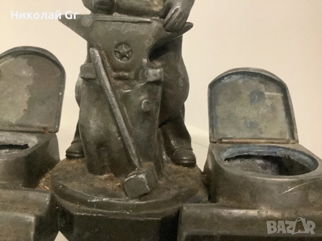 Мастилница времената на социализма отлично състояние  метална сплав, снимка 5 - Колекции - 52351135