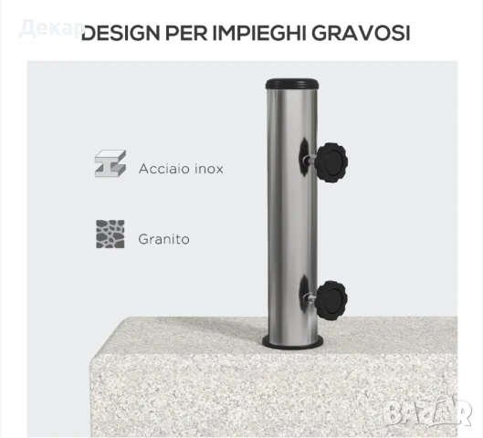 Гранитена стока за чадър , Ø 32/38/48 сива, размери 45 x 22,5 x 40 см, снимка 3 - Градински мебели, декорация  - 50826326