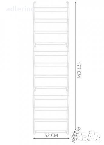 Рафт за обувки за врати за до 36 чифта, пластмаса, бял, за стена, за гардероб, снимка 4 - Етажерки - 34315933
