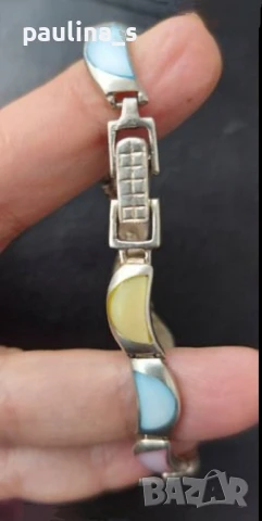 Два различни броя / Масивна сребърна гривна проба 925 с три цвята седеф, снимка 9 - Гривни - 34976360