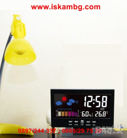 Настолен часовник с голям дисплей, термометър и влагомер - 8082, снимка 6 - Други - 26837707