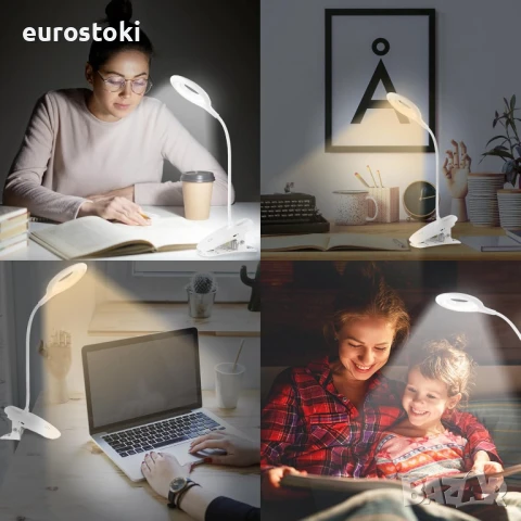 EXTRASTAR 40 LED настолна USB лампа 4,6W с щипка за закрепване и сензор за докосване, снимка 5 - Настолни лампи - 51253748