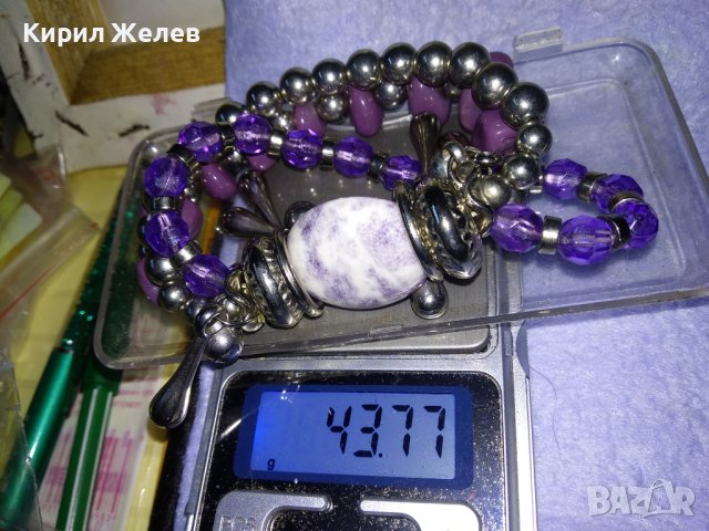 ПРЕКРАСНА ГРИВНА СРЕБРИСТА с ФАСЕТИРАНИ ПОЛУСКЪПОЦЕННИ КАМЪНИ и КРИСТАЛИ 34723, снимка 7 - Гривни - 39177432