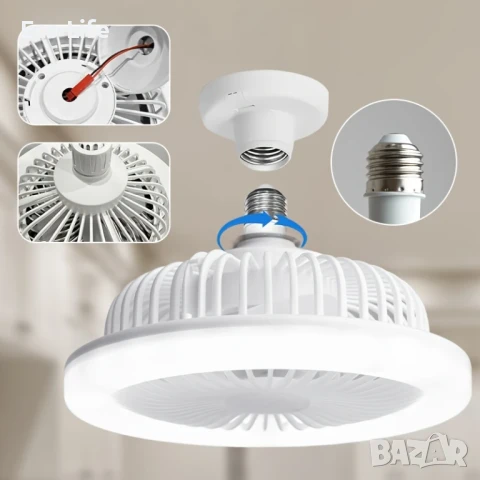 Вентилатор за таван с дистанционно и лед лампа, снимка 3 - Вентилатори - 50671251