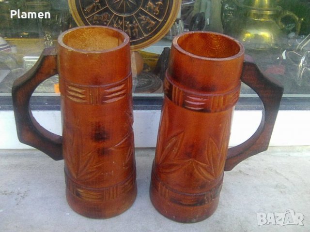 Две дървени халби за бира, снимка 2 - Други ценни предмети - 36838171