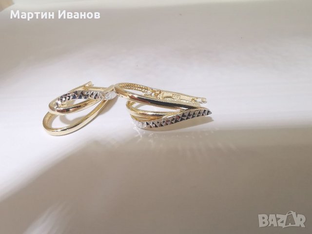 Златни обеци бяло и жълто злато , снимка 10 - Обеци - 33026738