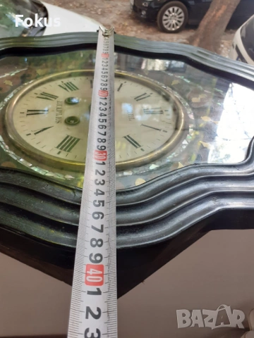 Прекрасен антикварен стенен часовник с интарзии от седеф, снимка 5 - Антикварни и старинни предмети - 53294671