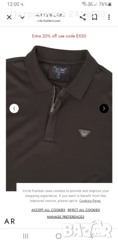 Armani Jeans AJ Badge Logo 3/4 Zip Stretch Cotton Mens Size M  ОРИГИНАЛ! Мъжка Тениска!, снимка 2 - Тениски - 51271734