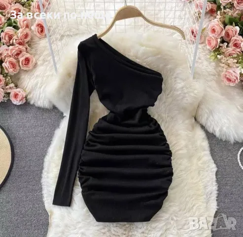 Дамска черна рокля Код D1514, снимка 2 - Рокли - 48341282