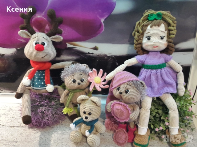 Подарък за Коледа. Елен /Ролли с шал/, Ръчно изработена, Плетена играчка, снимка 11 - Плюшени играчки - 52514645