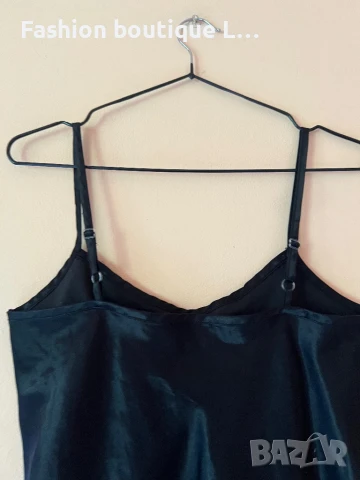 Сатенена черна нощница тип рокля с регулиращи се презрамки 🖤, снимка 4 - Рокли - 51354929