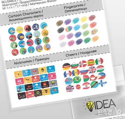 Маркери за чаши стикери за многократна употреба 20 бр - 4 варианта, снимка 2 - Други - 27524527