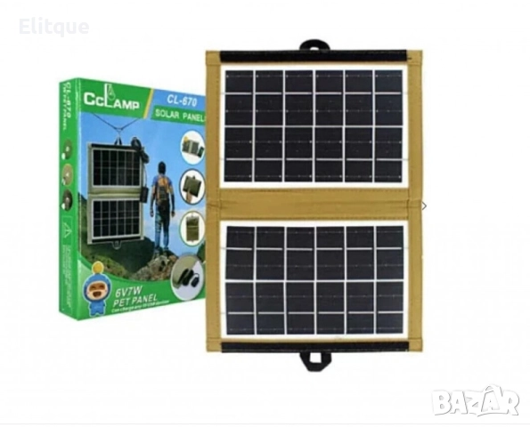Преносим соларен панел CCLAMP CL-670, USB зареждане, 7.2W, сгъваем, снимка 2 - Соларни лампи - 52832727