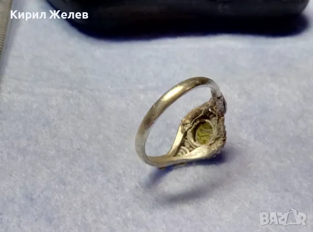 СТАР СКЪПЕЦЕНЕН СРЕБЪРЕН ПРЪСТЕН СРЕБРО 925 с РЪЧНО ФАСЕТИРАН НАТУРАЛЕН ПЕРИДОТ с ИНКЛУЗИИ 48621, снимка 11 - Антикварни и старинни предмети - 50136172