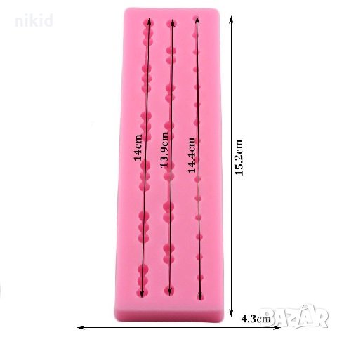 Нанизани ситни едри перли борд кант силиконов молд форма декорация торта фондан украса, снимка 3 - Форми - 26560509