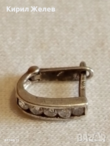 Сребърна обеца с инкрустирани кристали стил и елегантност 52479, снимка 4 - Обеци - 52719205