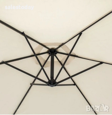 Градински чадър камбана – бежов, Ø3 м, снимка 3 - Градински мебели, декорация  - 53532042