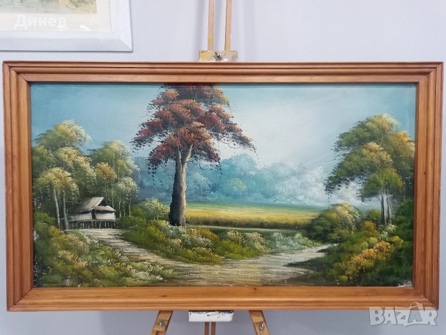 Големи маслени пейзажи (90x50 см) – Старинно излъчване!, снимка 9 - Декорация за дома - 53445361