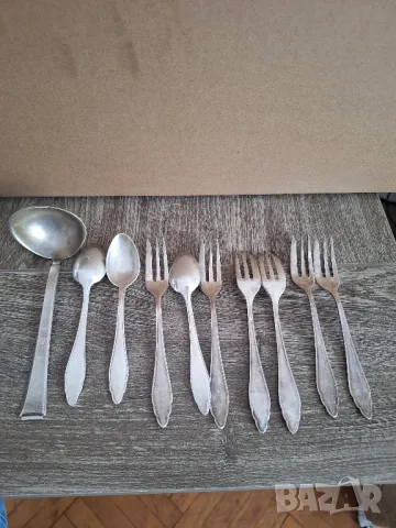 посребрени прибори 10бр, снимка 2 - Други ценни предмети - 49739680