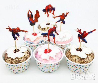 24 бр спайдърмен топери украса декорация за мъфини кексчета торта и парти рожден ден 