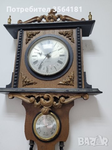 дървен часовник,барометър,тернометър и хигрометър , снимка 2 - Антикварни и старинни предмети - 43841746