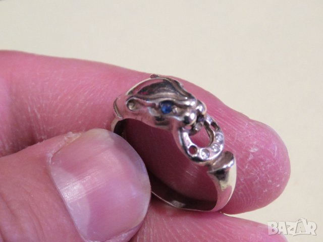  стар сребърен пръстен с животинче и камъни - красота за твоята ръка, снимка 2 - Пръстени - 36844356