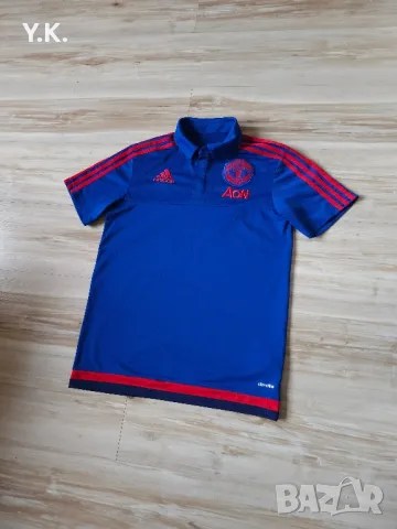 Оригинална мъжка тениска с яка Adidas Climalite x F.C. Manchester United / Season 15-16, снимка 2 - Тениски - 49667088