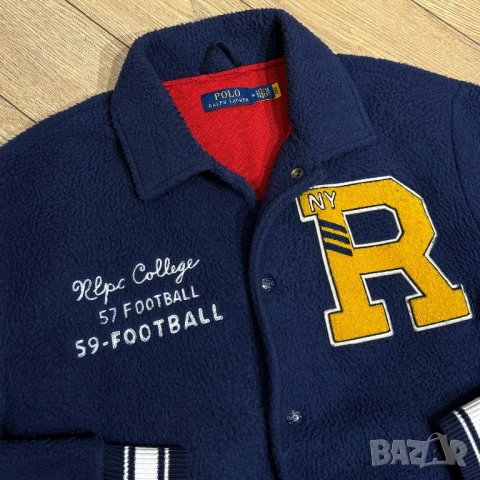 Колежанско яке Polo Ralph Lauren Pile Fleece Letterman | M размер, снимка 4 - Якета - 52661522