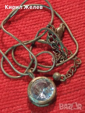 СТАРО ПОСРЕБРЕНО НЕЖНО КОЛИЕ с МЕДАЛЬОН с ФАСЕТИРАН БЛЕСТЯЩ КРИСТАЛ 38793, снимка 12 - Колиета, медальони, синджири - 47336494