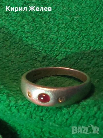 СКЪПОЦЕНЕН ВИНТИДЖ АРТ СРЕБЪРЕН СРЕБРО 925 HWH с ЮВЕЛИРНО ШЛИФОВАН РУБИН и 2 КАМЪКА ЖЪЛТ ТОПАЗ 40195