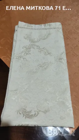 Квадратна покривка с барокова релефна шарка цвят екрю, снимка 2 - Покривки за маси - 49185205