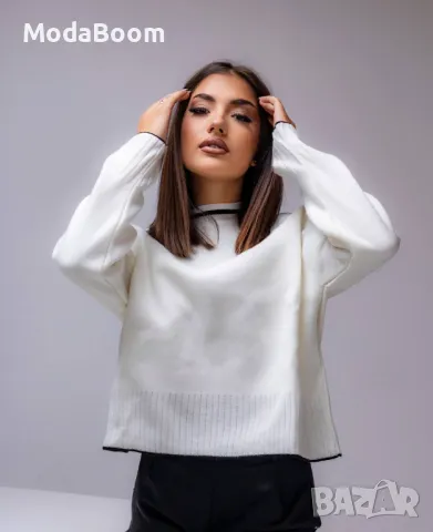 Бял дамски пуловер , снимка 3 - Блузи с дълъг ръкав и пуловери - 48067097