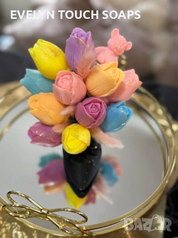 букет лалета за 8 март от сапун като малки шедьоври!, снимка 5 - Козметика за тяло - 53360764