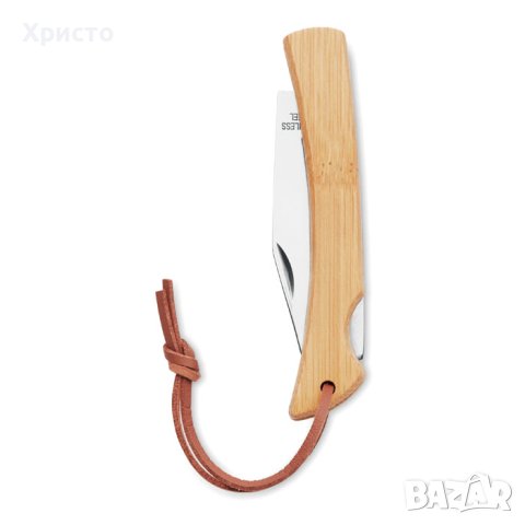 сгъваем нож от неръждаема стомана с бамбукова дръжка, подходящ за къмпинг, снимка 5 - Прибори за хранене, готвене и сервиране - 43441310