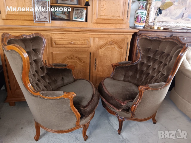 Комплект фотьойли Луи XV , снимка 6 - Дивани и мека мебел - 53473080