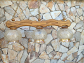 Уникален масивен дървен полилей с красиви стъкленици, синджири и розетка , снимка 5