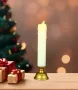 LED свещ със златиста основа и реалистичен пламък, снимка 3