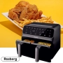 Фритюрник AirFryer Rosberg Premium, 1700W, 2съда x 4л., Горещ въздух, Таймер, до 200°C, Черен , снимка 4